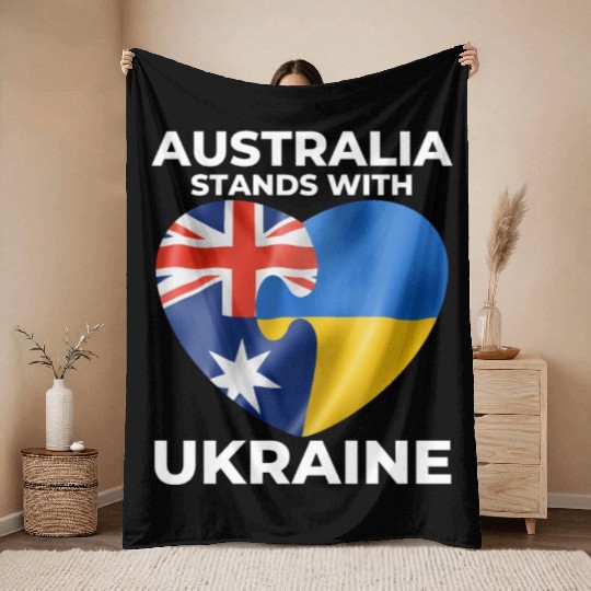 Australia stands with Ukraine Throw Blankets