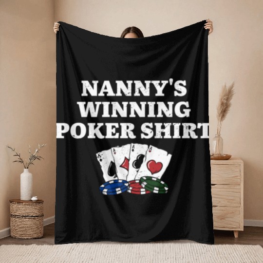Nanny's Winning Poker Throw Blankets Poker Player Grandma