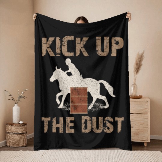 Barrel Racer Rodeo Racing Horse Riding Race Funny Throw Blankets