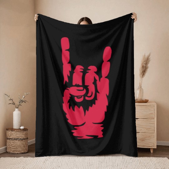 Cool heavy metal hand Throw Blankets