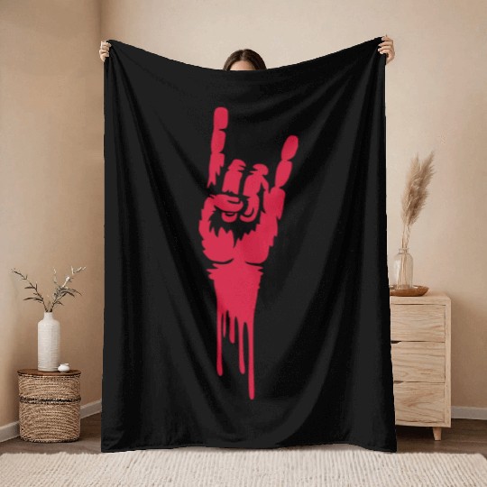 drop blood heavy metal Throw Blankets