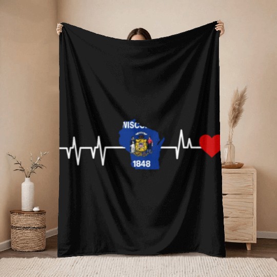 Wisconsin Heartbeat Gift Throw Blankets
