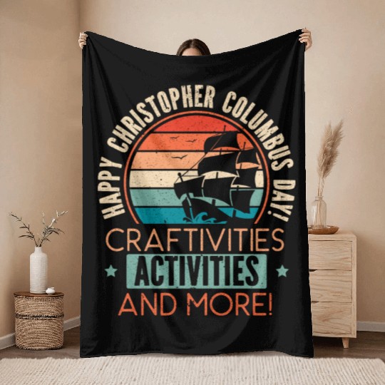 Happy Christopher Columbus Day Italian American Throw Blankets