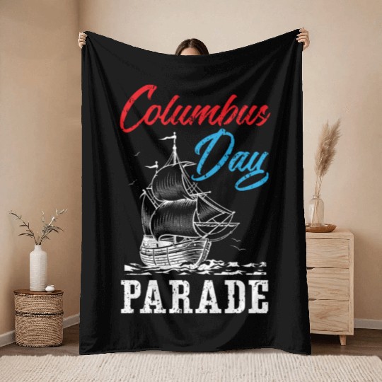 Columbus Day Parade Christopher Columbus Navigator Throw Blankets