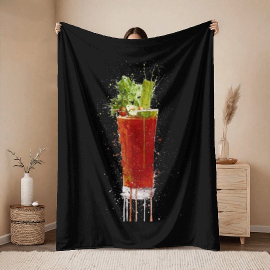 Blood Mary cocktail watercolor art Throw Blankets