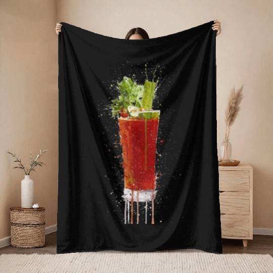 Blood Mary cocktail watercolor art Throw Blankets
