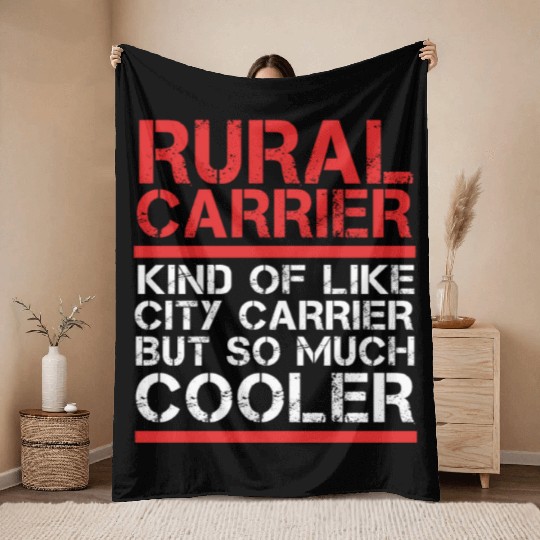 Funny Postal Worker Rural Carrier Throw Blankets