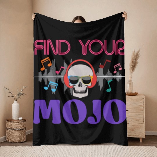 Find Your Mojo Colorful Violet Pink Retro Font Throw Blankets