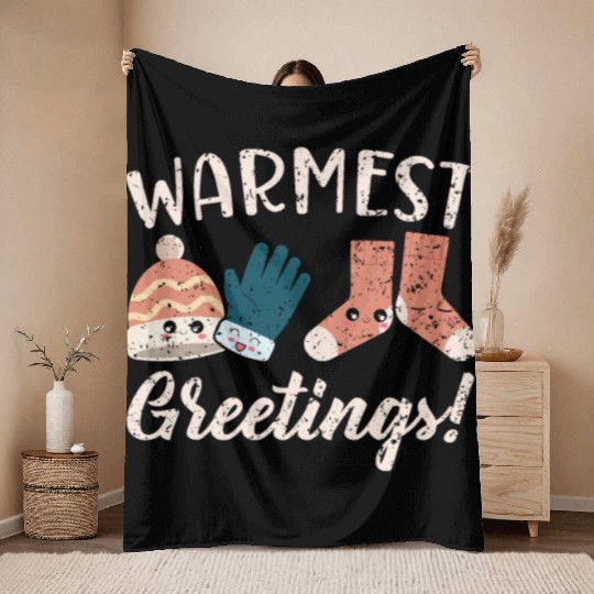 Warmest Greetings Snow Snowy Climate Winter Season Throw Blankets