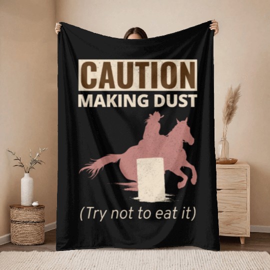 Barrel Racer Rodeo Racing Horse Riding Race Funny Throw Blankets