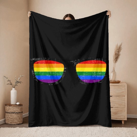 Gay Pride Sunglasses Throw Blankets