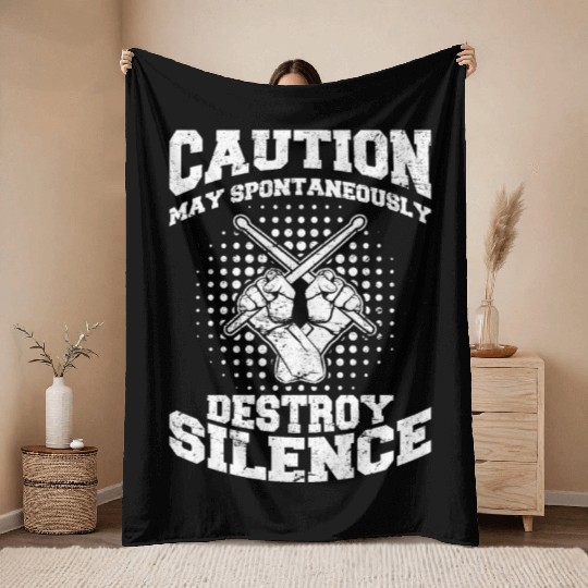 Caution May Spontaneously Destroy Silence Funny Dr Throw Blankets