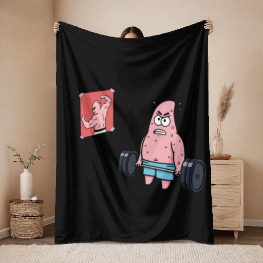 Majin Buu vs Patrick - Funny Anime Gym and Workout Throw Blankets