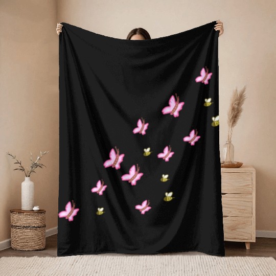 symbols butterflies bees nature flying Throw Blankets