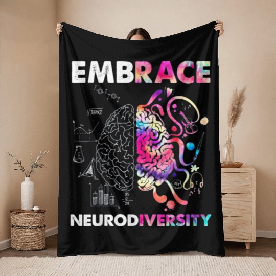Embrace Neurodiversity Autism Awareness Throw Blankets