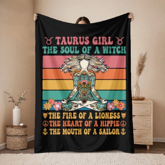 Taurus Girl Astrology Sign Throw Blankets