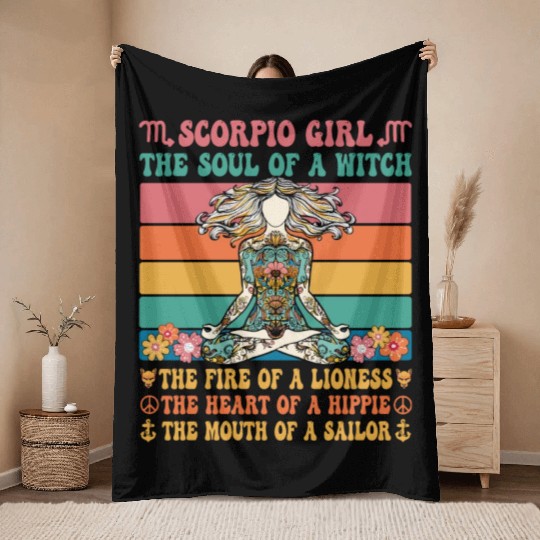 Scorpio Girl Astrology Sign Throw Blankets