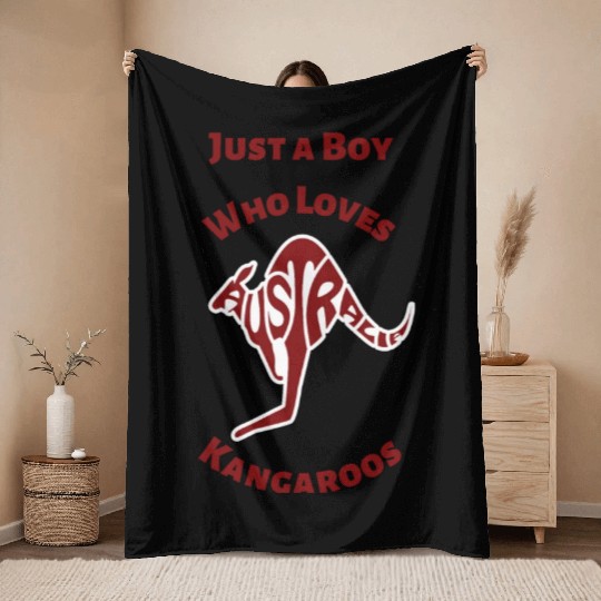 Just A Boy Who Loves Kangaroos Throw Blankets