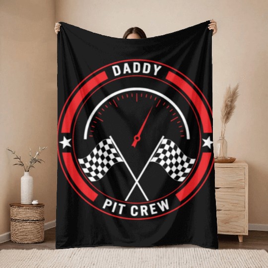 Daddy Pit Crew Throw Blankets, Father's Day Gift Race Day