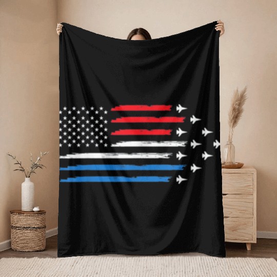 Air Force US Veterans 4th of July Throw Blankets