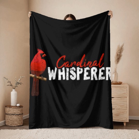 Cardinal Whisperer Northern Cardinal Bird Red Card Throw Blankets