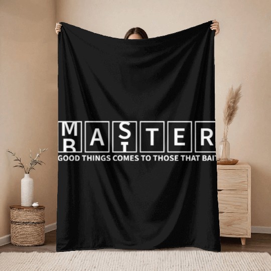 Master Baiter Funny Double Meaning Fishing Design Throw Blankets