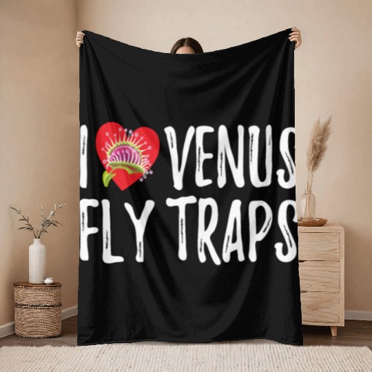 I Love Venus Flytrap Carnivorous Bite Me Throw Blankets