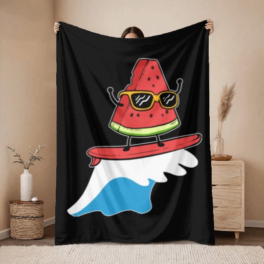 Watermelon Surfing Windsurfer Gift Throw Blankets