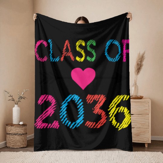 Class Of 2036 Pre-K Student Graduate Kids Teacher Throw Blankets
