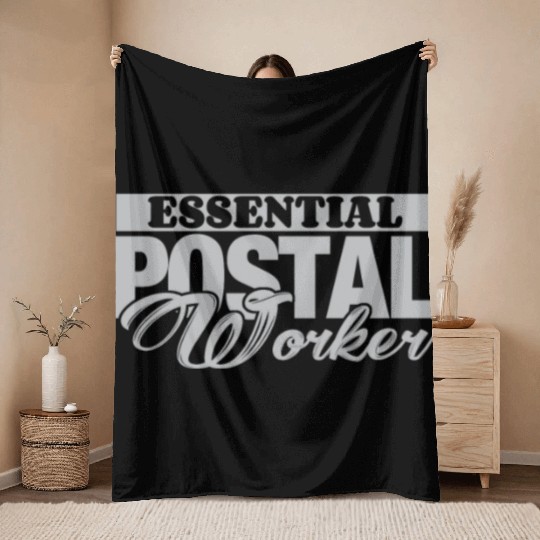 Essential Postal Worker Mailman Postman Courier Throw Blankets