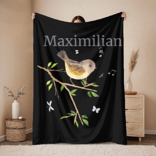 Waldier Vogel Name Maximilian Throw Blankets