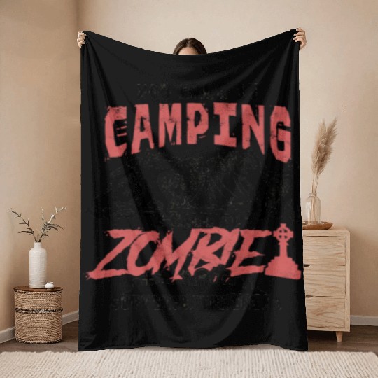 Camping Zombie Survival Training - nature Throw Blankets