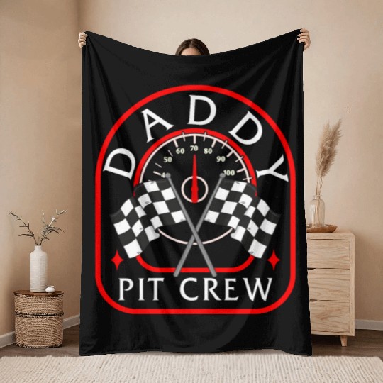 Daddy Pit Crew Throw Blankets, Father's Day Gift Race Day