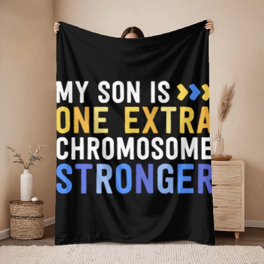 Family Down Syndrome Awareness My Son One Extra Throw Blankets