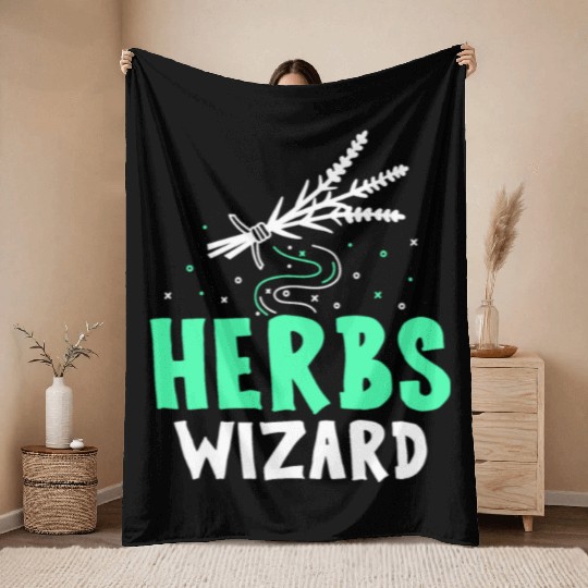 Herbs Wizard Herbalist Herb Herbalism Gardening Throw Blankets