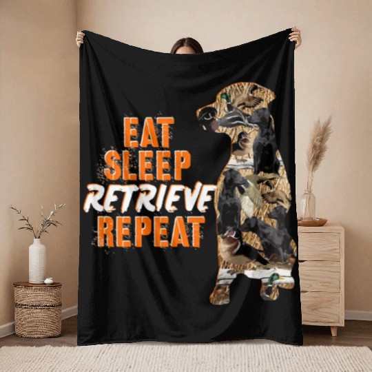 Labrador Retriever Duck Hunting Design Throw Blankets