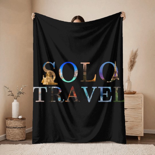 in love with solo travel, in all seasons Throw Blankets