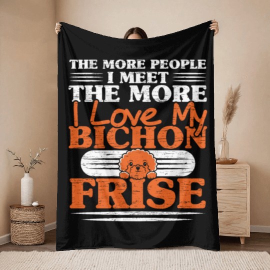 Bichon Frise Dog Lover Dog Breeder Puppy Paw Love Throw Blankets