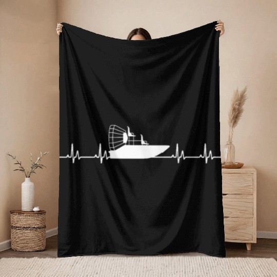 Cool Airboat Heartbeat Throw Blankets