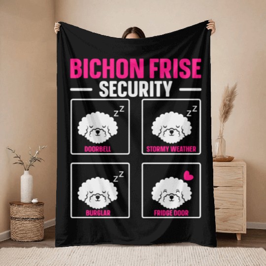 Bichon Frise Security Dog Lover Puppy Paw Love Throw Blankets