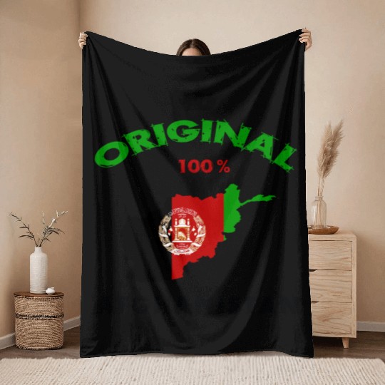 Afghanistan original 100% flag design Throw Blankets