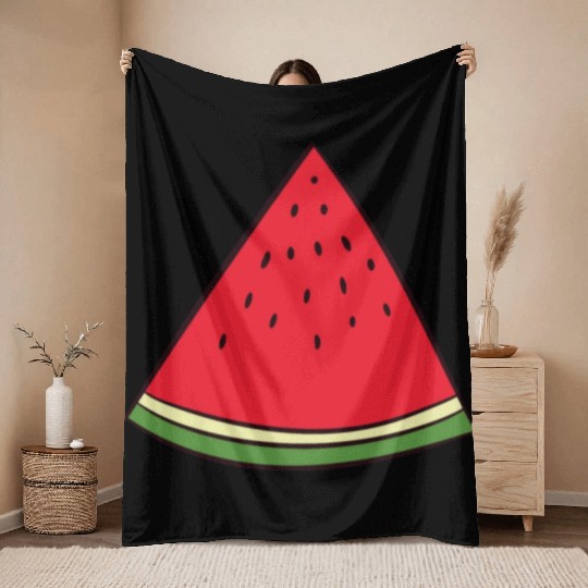 Watermelon - slice, piece, quarter, triangle Throw Blankets