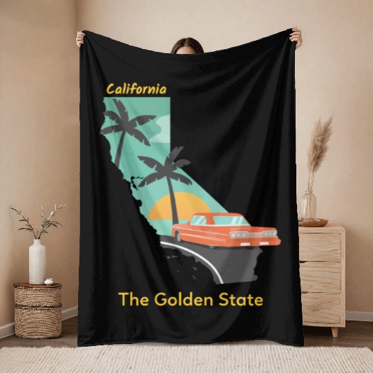 California The Golden State Throw Blankets