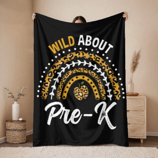Wild About Pre-K Teacher Rainbow Throw Blankets