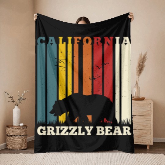 California Bear Retro Throw Blankets