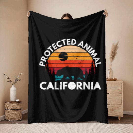 California Bear Retro Throw Blankets