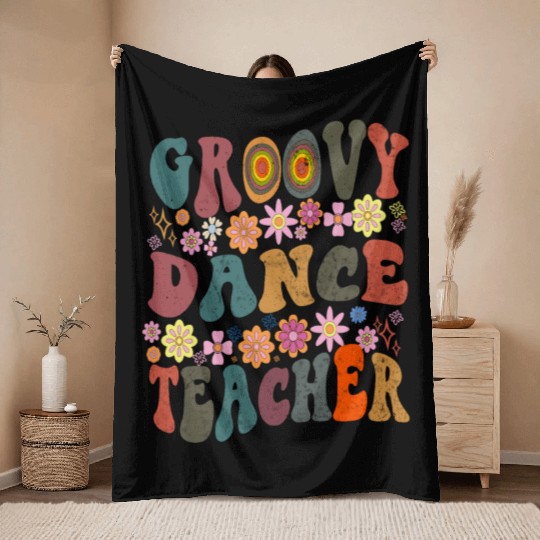 Groovy dance Teacher retro Back To School Throw Blankets