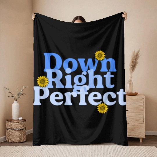 Down Right Perfect Sunflower World Down Syndrome Throw Blankets