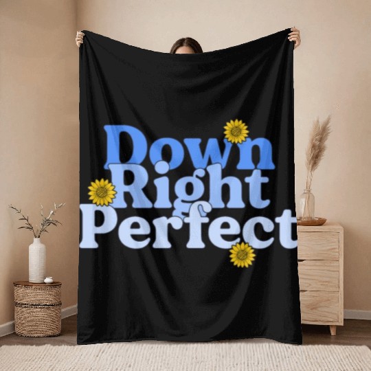 Down Right Perfect Sunflower World Down Syndrome Throw Blankets