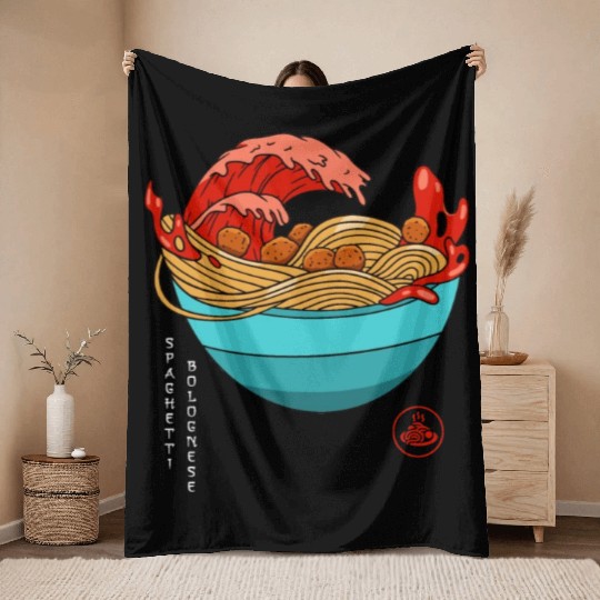 Spaghetti Bolognese - Italian Noodles - Japanese R Throw Blankets